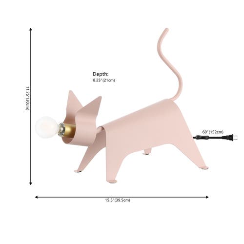 Jonathan Y Penelope Modern Industrial Iron Feline Led Kids' Lamp In Pink