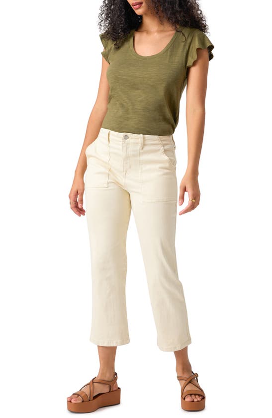 Shop Sanctuary Vacation Crop Straight Leg Cotton Blend Pants In Birch