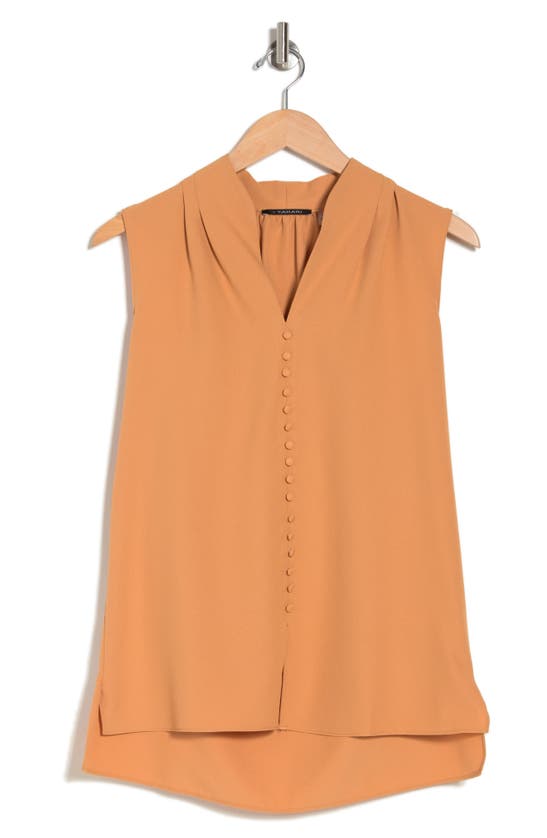 T Tahari Sleeveless Blouse In Pecan