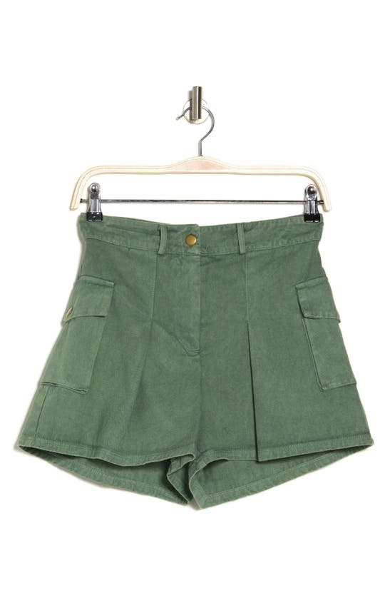 Shop Ramy Brook Brookins Cotton Twill Cargo Shorts In Olive Embellished Canvas