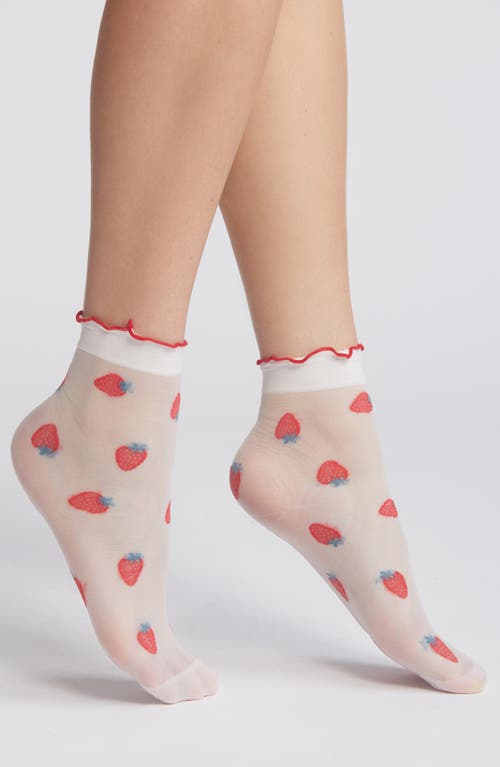 Strawberry Quarter Socks in Mesh Berry