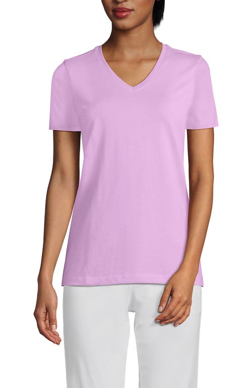 Shop Lands' End Relaxed Supima Cotton V-neck T-shirt In Pink Amethyst