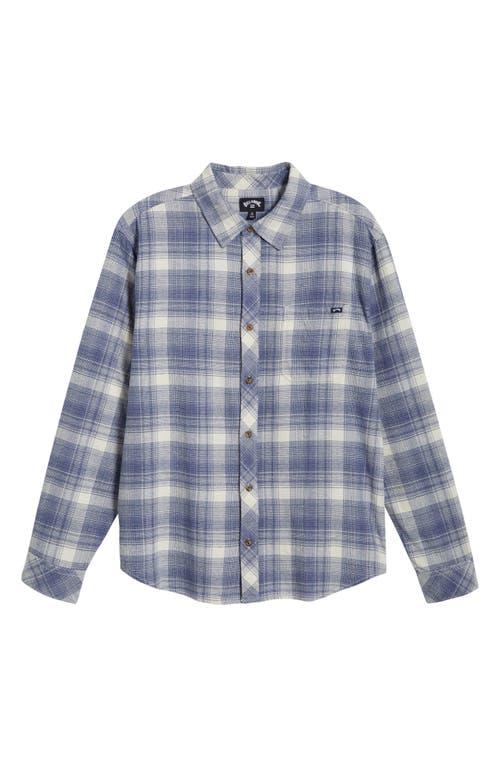 Shop Billabong Coastline Plaid Cotton Flannel Button-up Shirt In Slate Blue