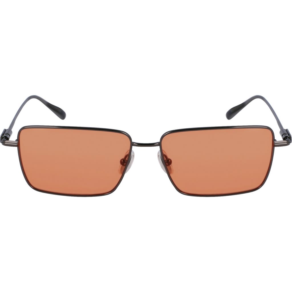 Ferragamo Gancini Evolution 57mm Rectangular Sunglasses In Gray