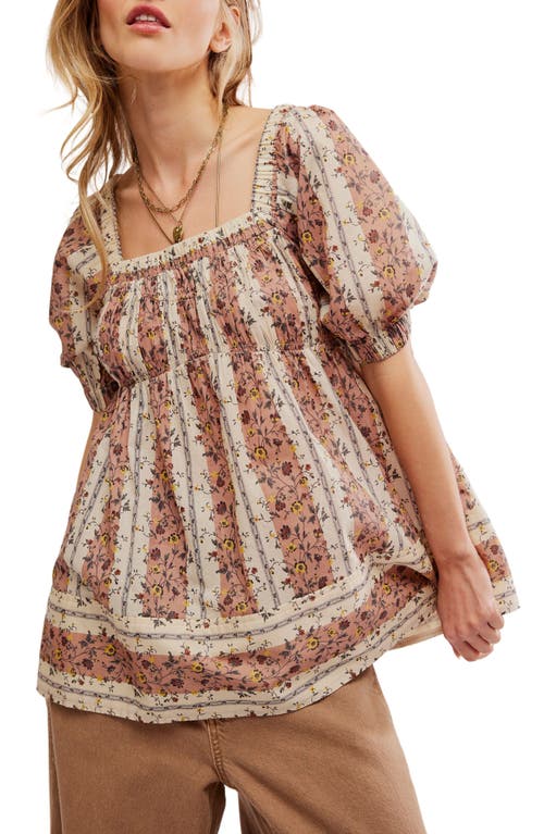 Shop Free People Vintage Lover Cotton Top In Adobe Rose Combo