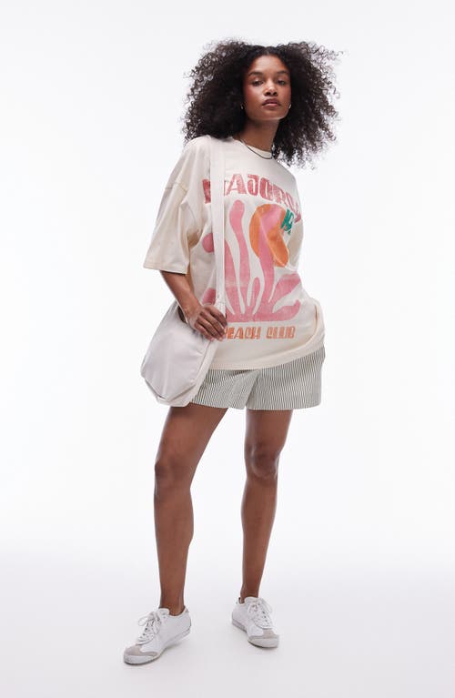 Shop Topshop Oversize Majorca Cotton Graphic T-shirt In Stone