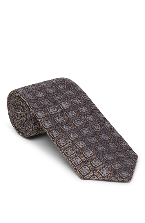 Shop Brunello Cucinelli Silk Tie With Pattern In Light Brown