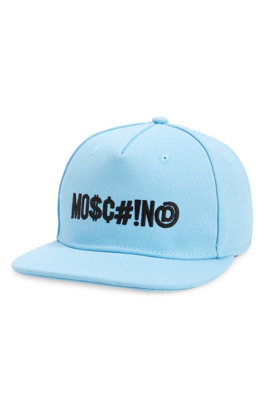 Moschino Logo Snapback Baseball Cap In Light Blue