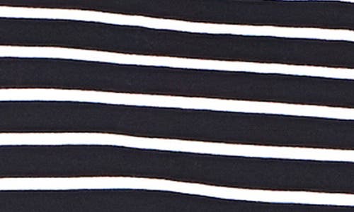 English Factory Mixed Media Stripe Ruffle Sleeve Top In Black/white