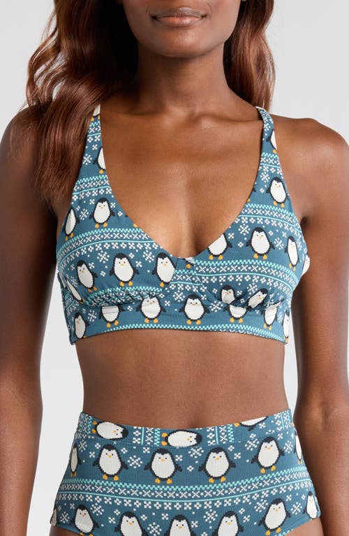 MeUndies FeelFree Longline Bralette in Penguin Sweater 