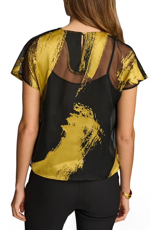 Shop Donna Karan New York Extended Shoulder Top In Black/gold