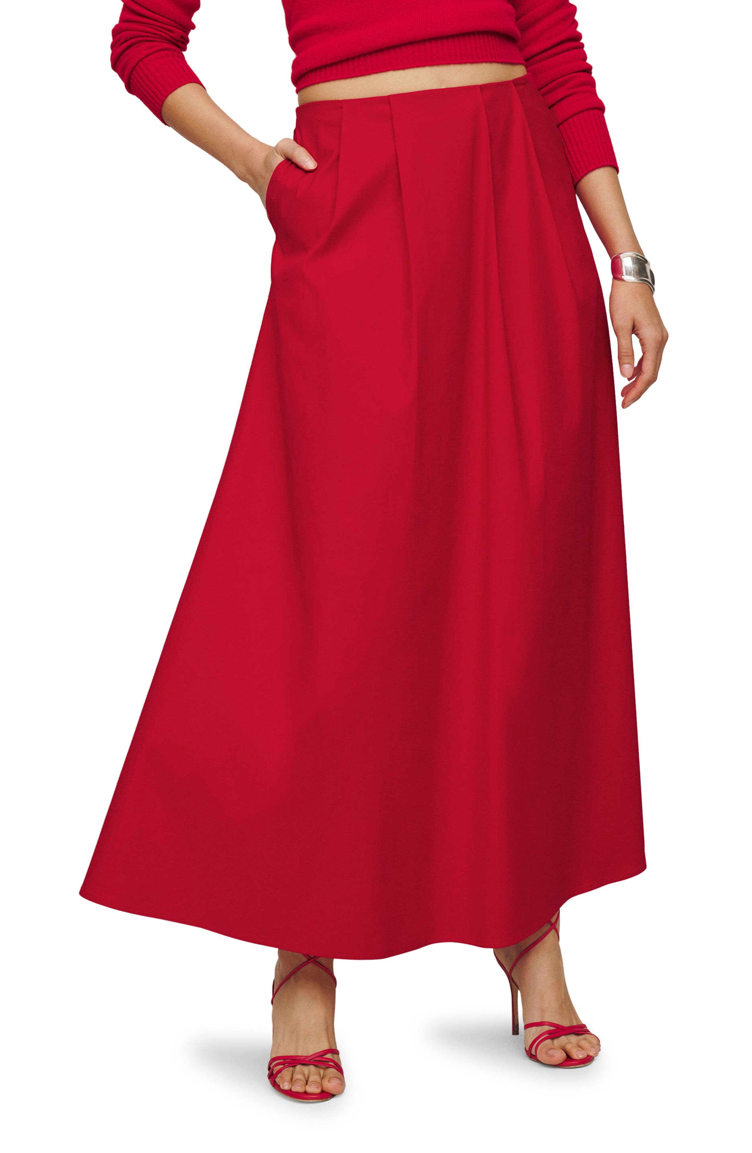 Gucci belted velvet maxi skirt - Red