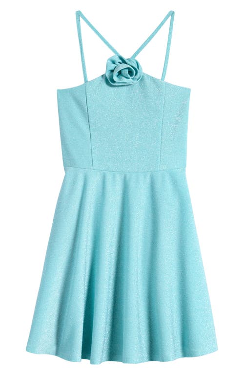 Ava & Yelly Kids' Rosette Minidress in Baby Blue 