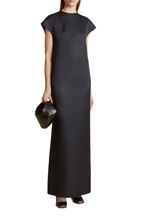 Khaite Lohan Silk Satin Dress In Slate