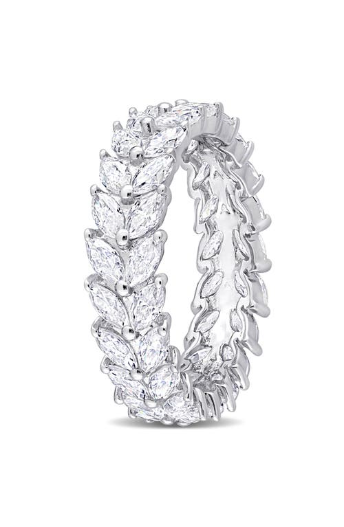 Shop Delmar Sterling Silver Marquise Lab Created Moissanite Eternity Ring