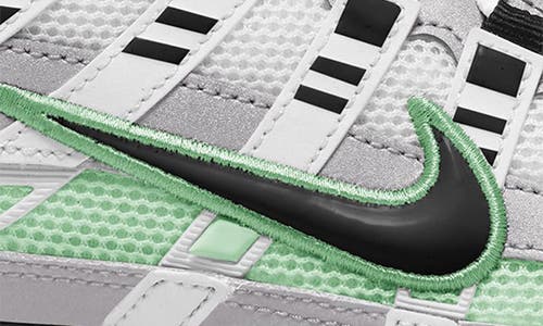 Nike White & Green P-6000 Sneakers In White/black/silver