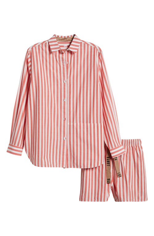 Airy Cotton & Silk Curve Hem Short Pajamas in Charmed Stripe