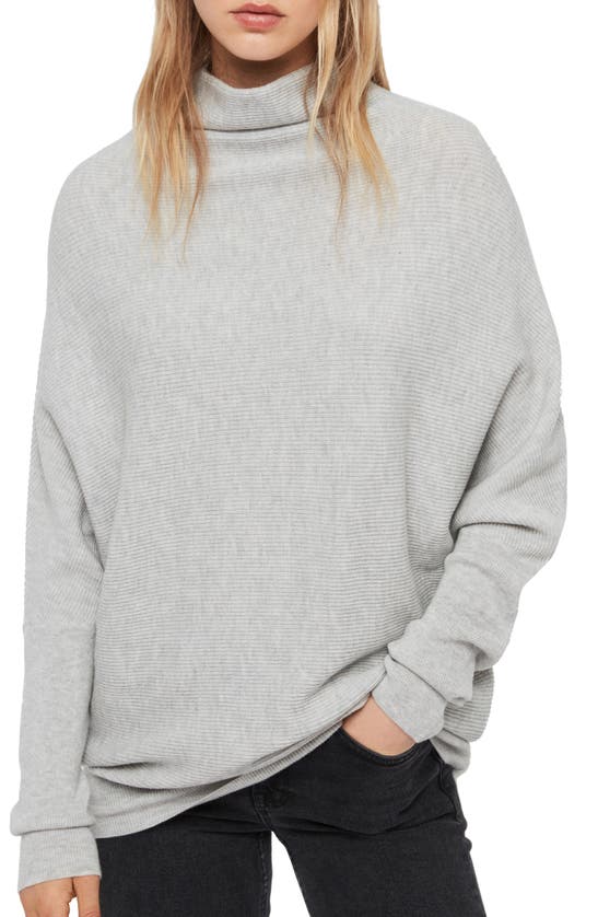 Allsaints Ridley Funnel Neck Wool & Cashmere Sweater In Artic Grey