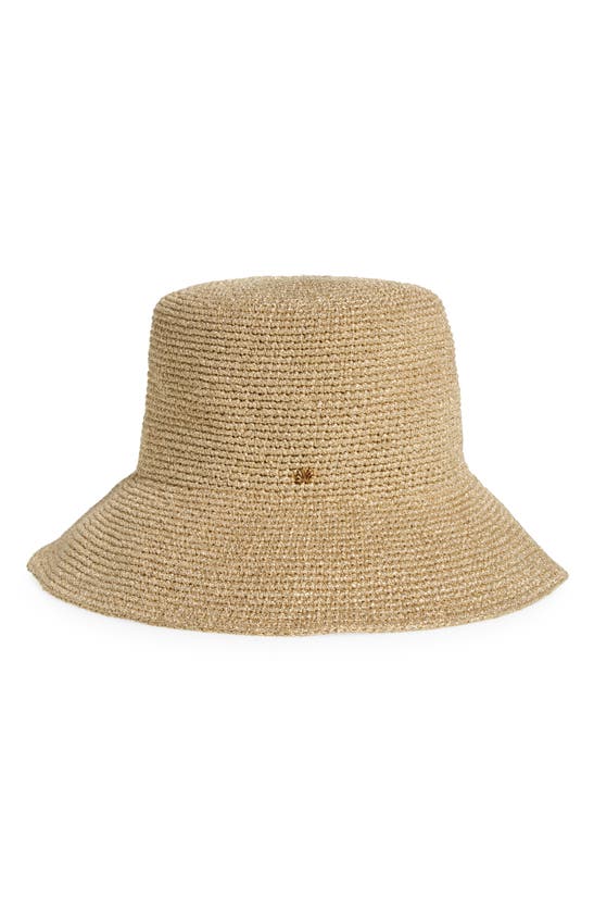 Lele Sadoughi Metallic Straw Bucket Hat In Gold