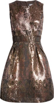 Vince Camuto Plus Size Metallic Jacquard Fit & Flare Dress in Blue