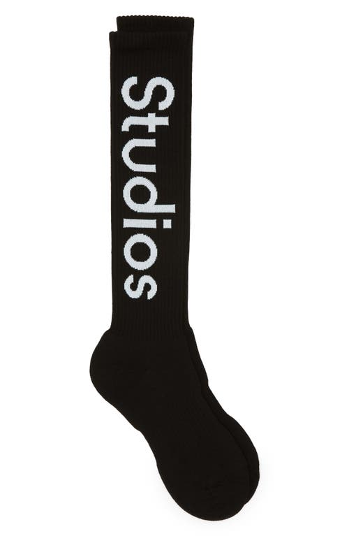 Logo Rib Socks in Black