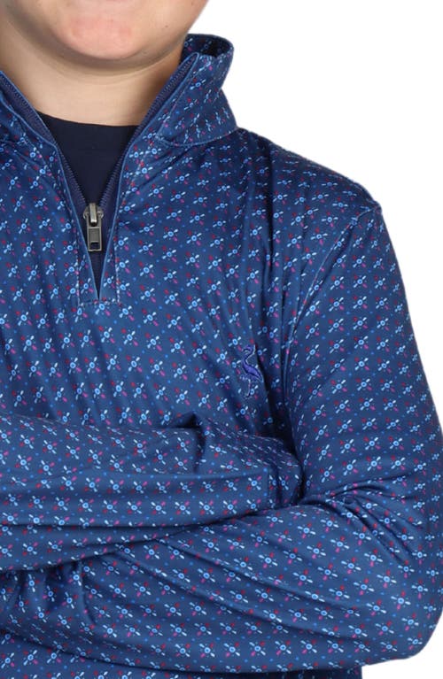 Tailorbyrd Kids' Geo Quarter Zip Sweatshirt In Navy