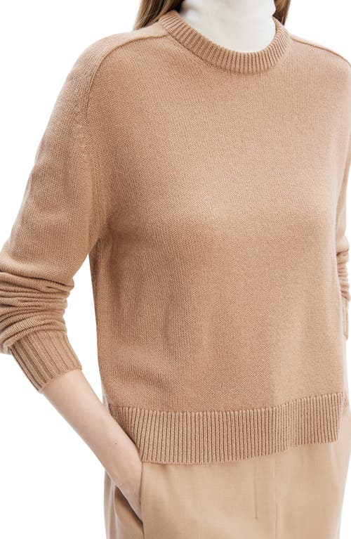 Shop Theory Cashmere Crewneck Crop Sweater In Royal Camel