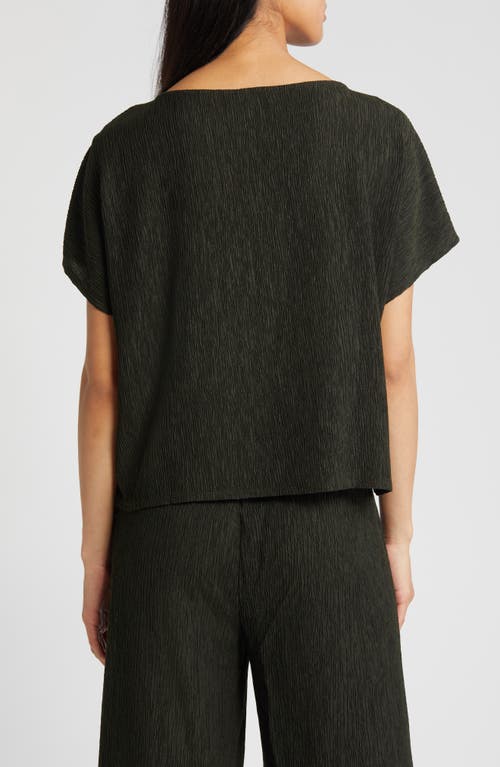 Shop Eileen Fisher Crinkle Bateau Neck Top In Seaweed