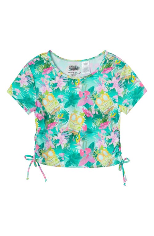 ANDY & EVAN ANDY & EVAN KIDS' PINEAPPLE PALM RIB TWO-PIECE RASHGUARD SWIMSUIT