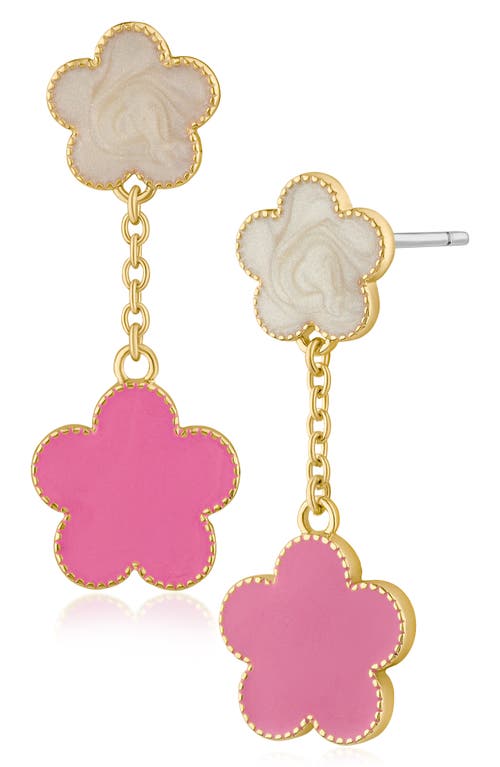 Jardin Clover Drop Earrings In White/pink/gold