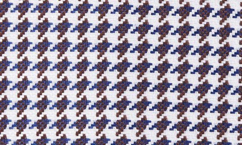 Clifton Wilson Houndstooth Cotton Pocket Square In Brown