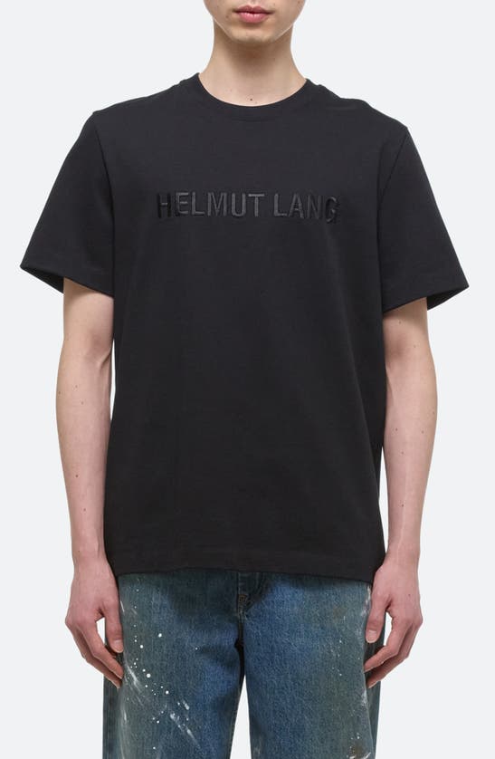 Shop Helmut Lang Tonal Embroidered Logo T-shirt In Black