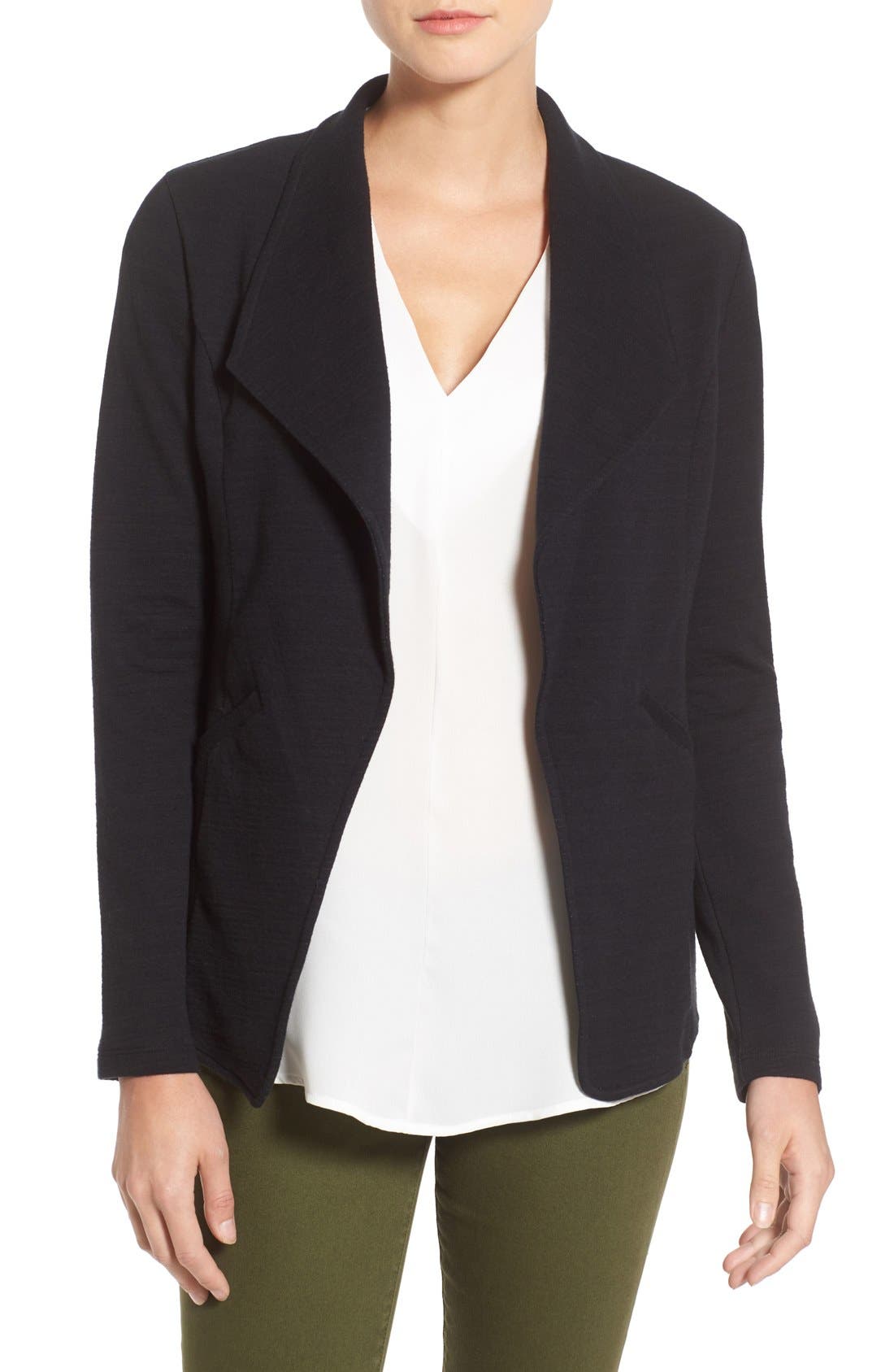 Caslon® Cotton Knit Open Front Blazer (Regular & Petite) Nordstrom