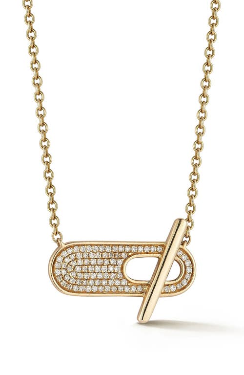 Sylvie Rose Pavé Pendant Toggle Necklace in Yellow Gold