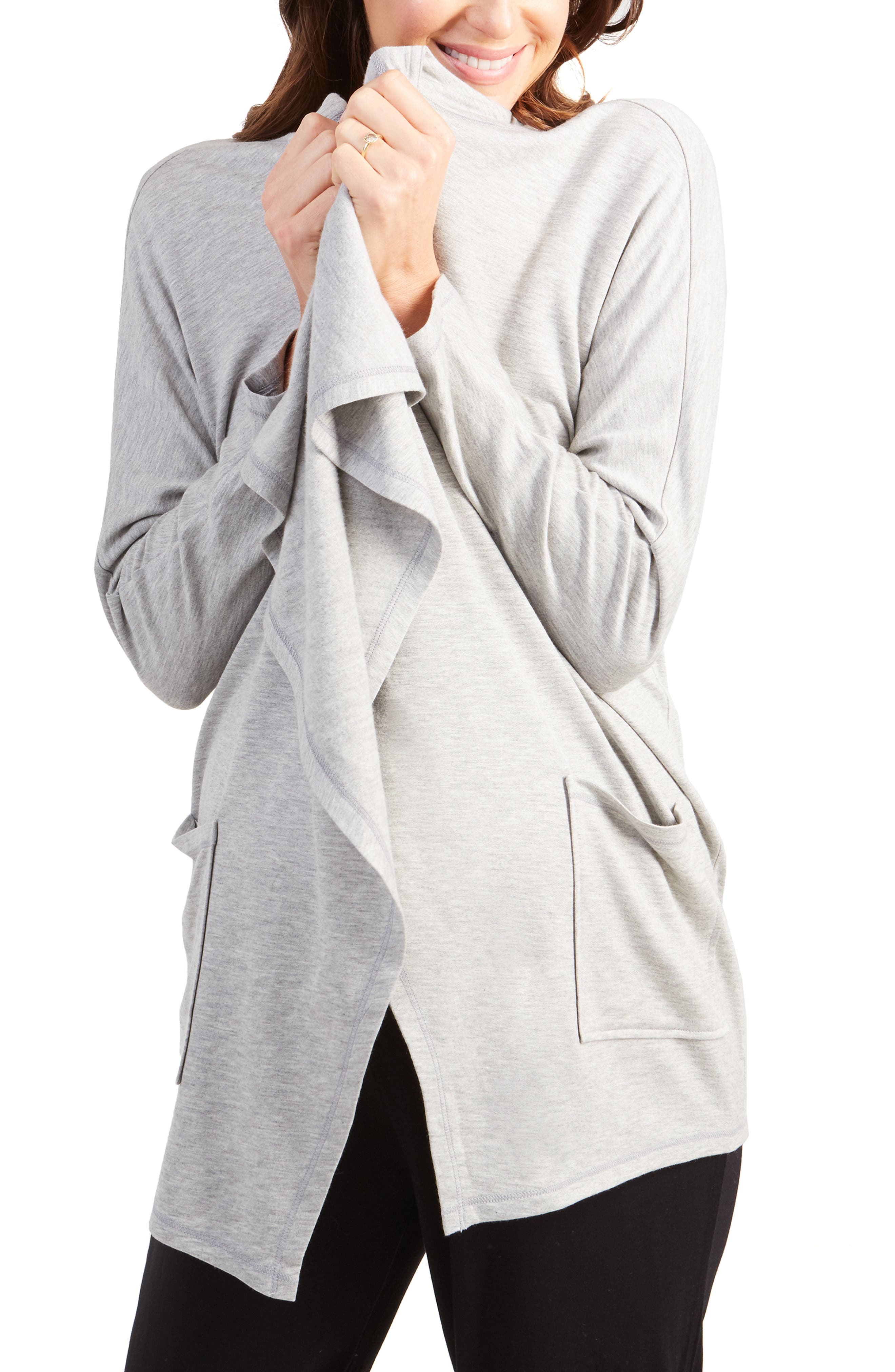 Ingrid & Isabel Cozy Maternity/nursing Cardigan, Grey