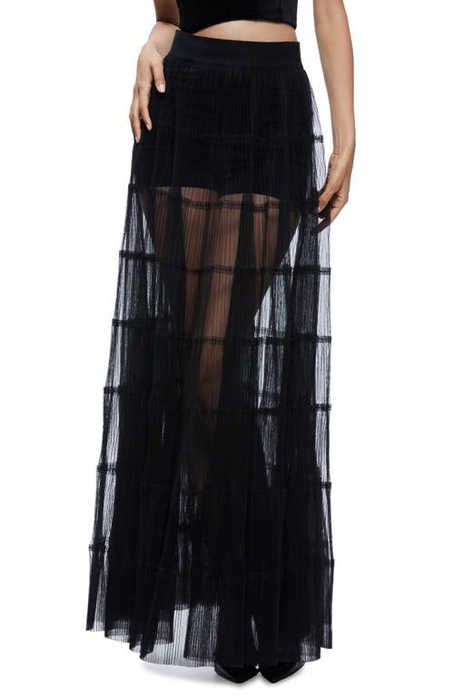 Alice + Olivia Levon Pleated Sheer Maxi Skirt in Black