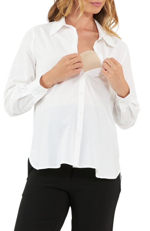 Shop Ripe Maternity Tori Classic Maternity/nursing Button-up Shirt In White