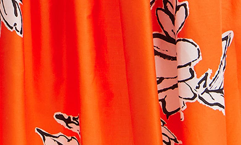 Shop Desigual Georgeo Floral Off The Shoulder Tie Belt Midi Dress In Orange