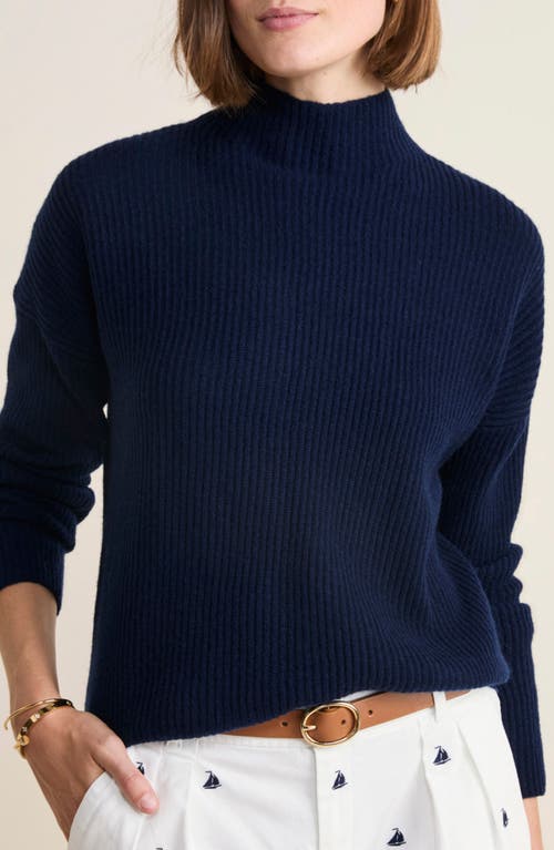 Shop Vineyard Vines Mock Neck Cashmere Rib Sweater In Nautical Navy