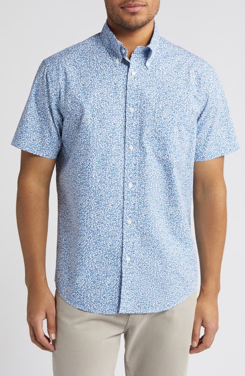 Shop Brooks Brothers Floral Short Sleeve Button-up Shirt In Blue Mini Floral