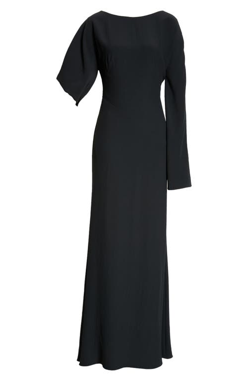 Shop Alexander Mcqueen Asymmetric Sleeve Gown In Black