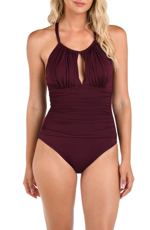 Shop La Blanca Island Goddess High Neck One-piece Swimsuit In Dark Cherry