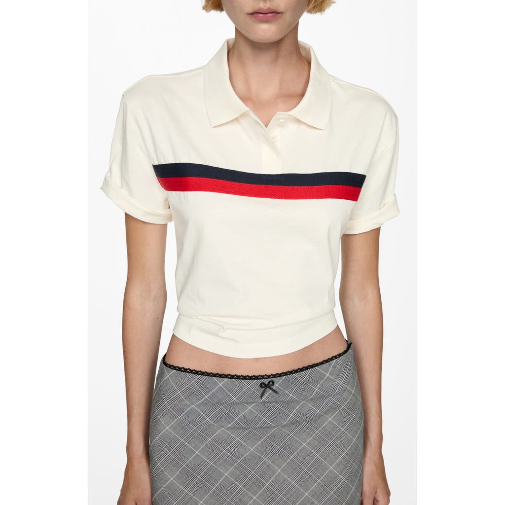 MANGO MANGO STRIPE DETAIL CROP POLO