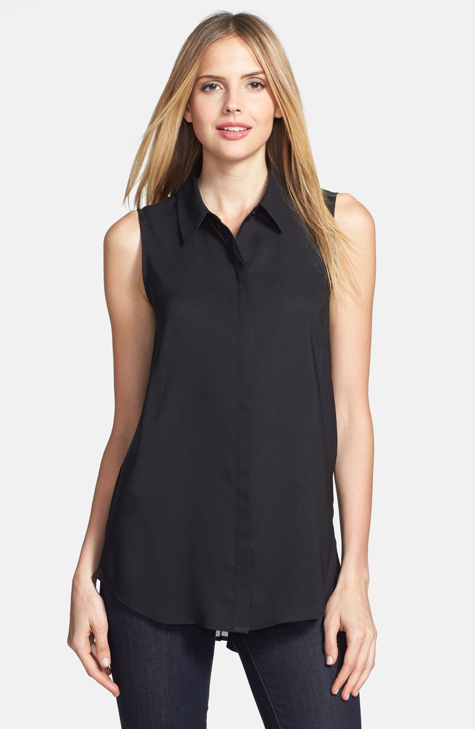 Kenneth Cole New York 'Candida' Pleated Sheer Back Blouse | Nordstrom