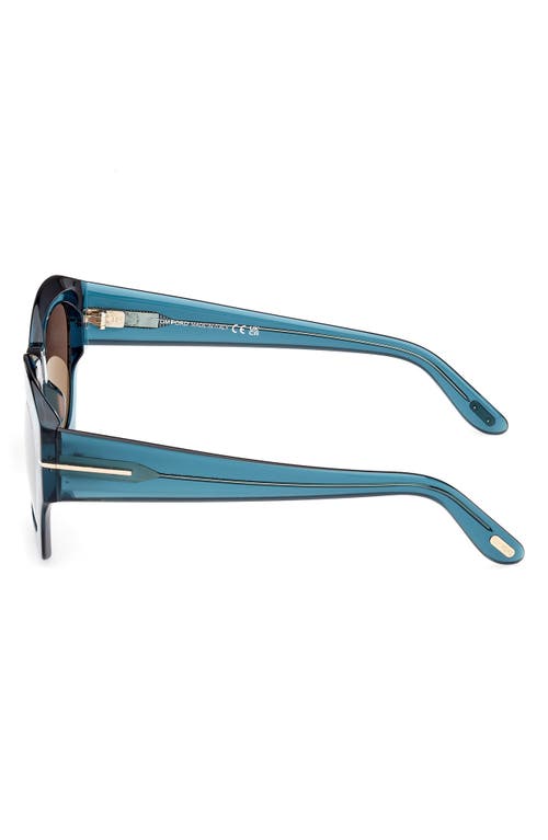 Shop Tom Ford Guilliana 52mm Geometric Sunglasses In Shiny Aqua/roviex Mirror