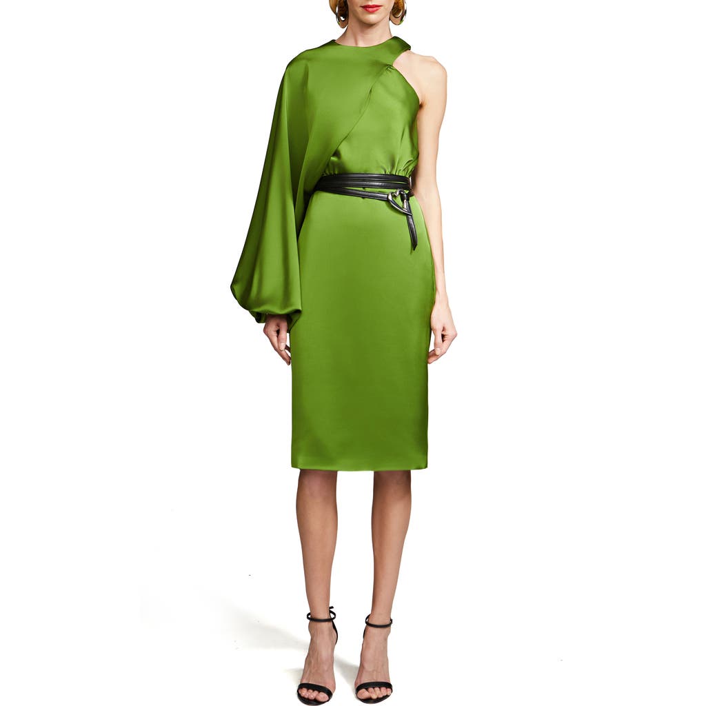 HALSTON HALSTON CHRISTA ONE-SHOULDER SATIN COCKTAIL DRESS