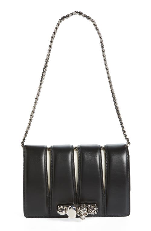Alexander McQueen Slash Cutout Knuckle Colorblock Leather Clutch in Black/Soft Ivory