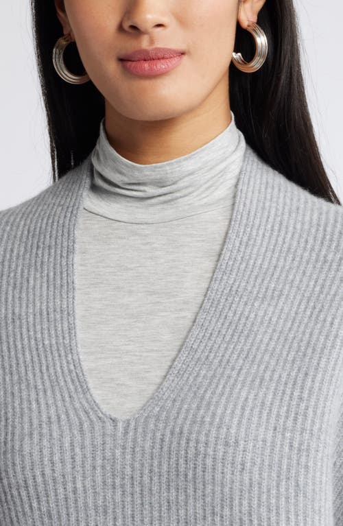 Shop Nordstrom Oversize Wool & Cashmere V-neck Sweater Vest In Grey Heather