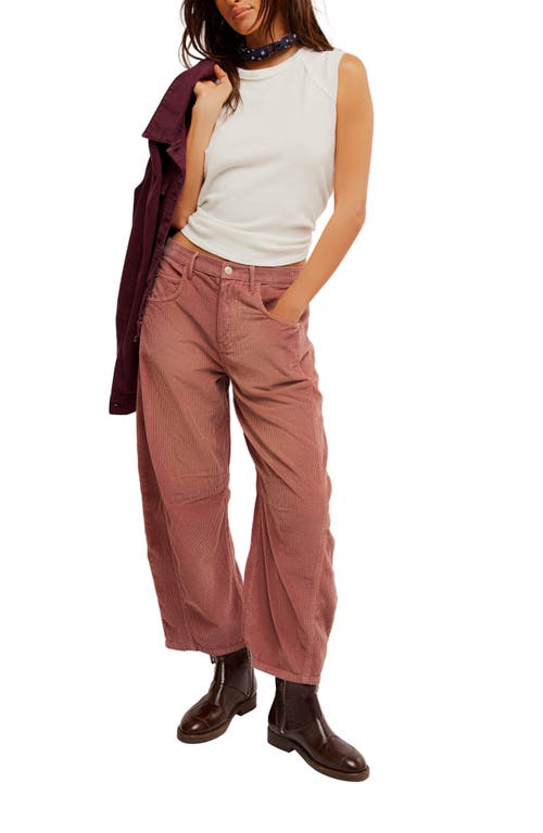 Shop Free People Good Luck Barrel Leg Corduroy Pants In Withered Rose