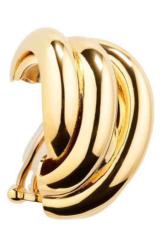 Shop Balenciaga Saturne Clip-on Earrings In Shiny Gold